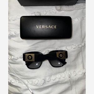 Versace Black Sunglasses with Gold Medallion Detail
